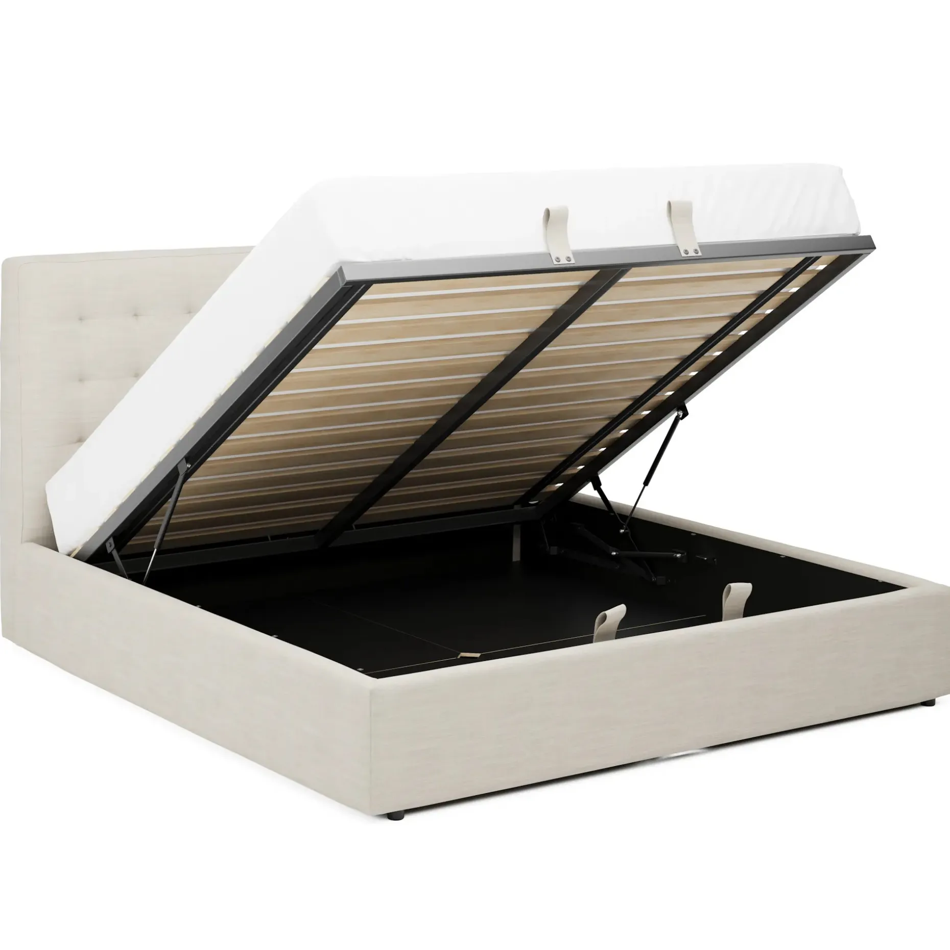 Sven King Tufted Storage Bed - Biscuit Cream