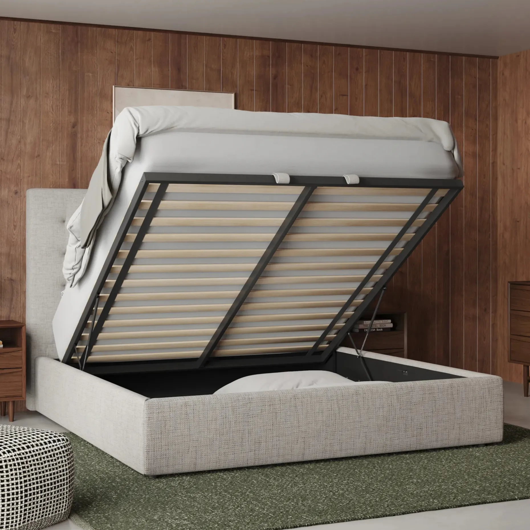 Sven King Tufted Storage Bed - Birch Ivory