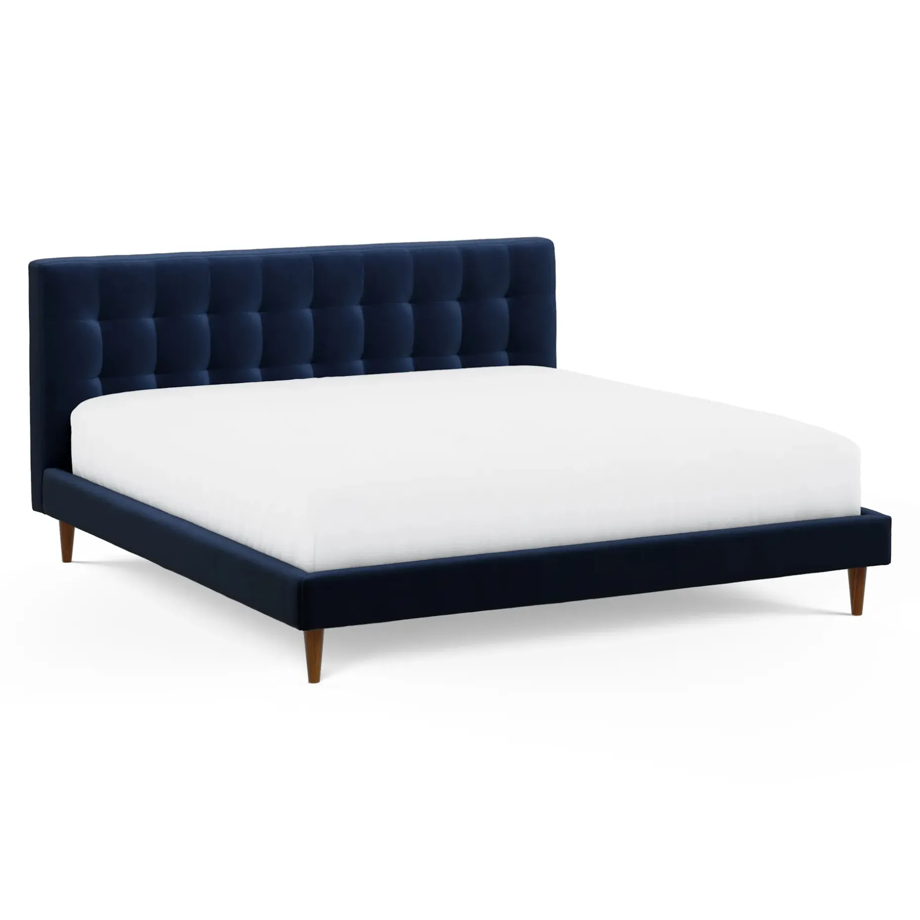 Sven King Tufted Velvet Bed - Plush Cascadia Blue