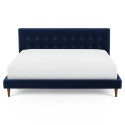 Sven King Tufted Velvet Bed - Plush Cascadia Blue