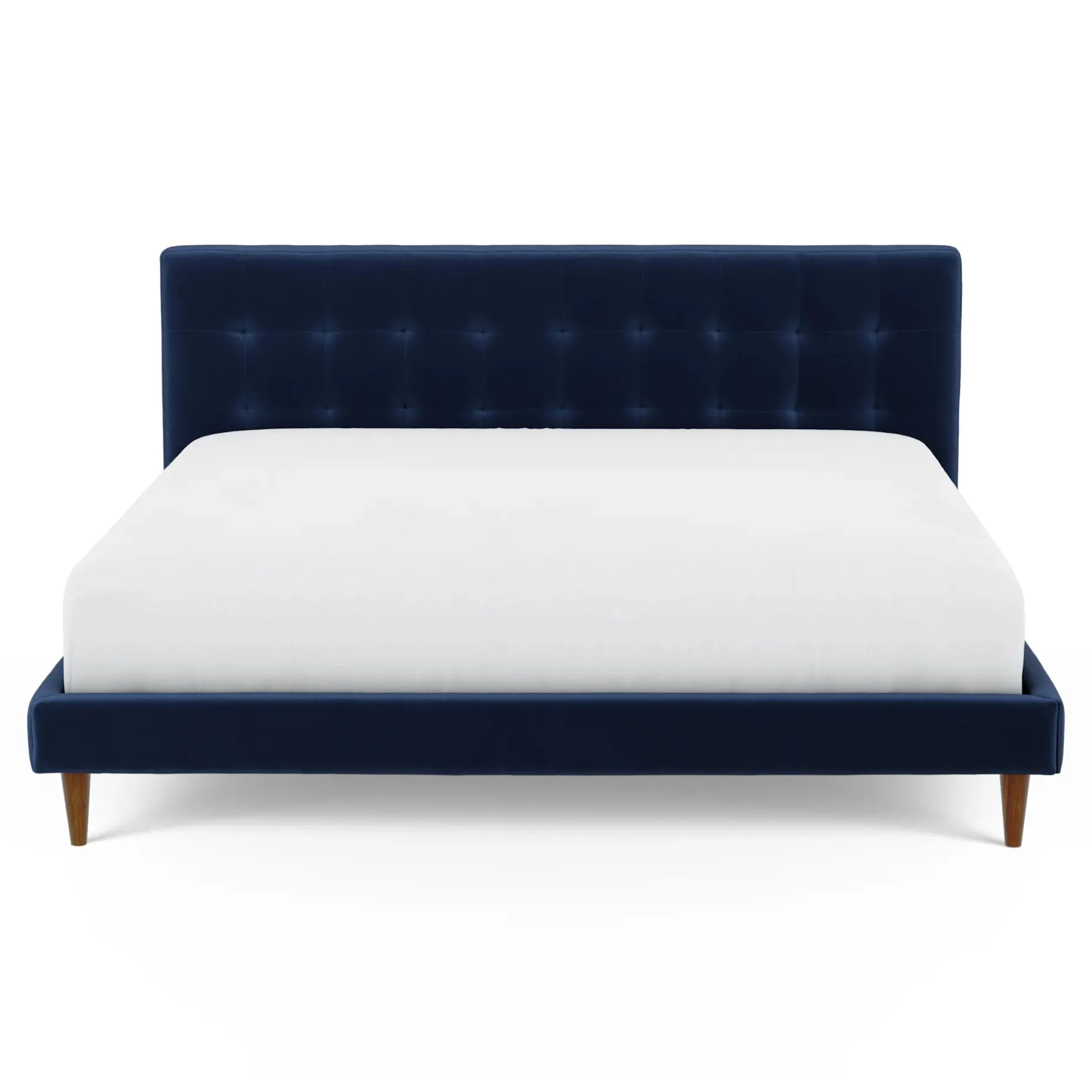 Sven King Tufted Velvet Bed - Plush Cascadia Blue