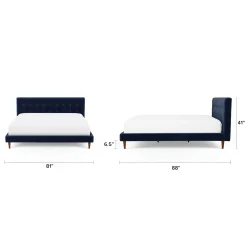 Sven King Tufted Velvet Bed - Plush Cascadia Blue