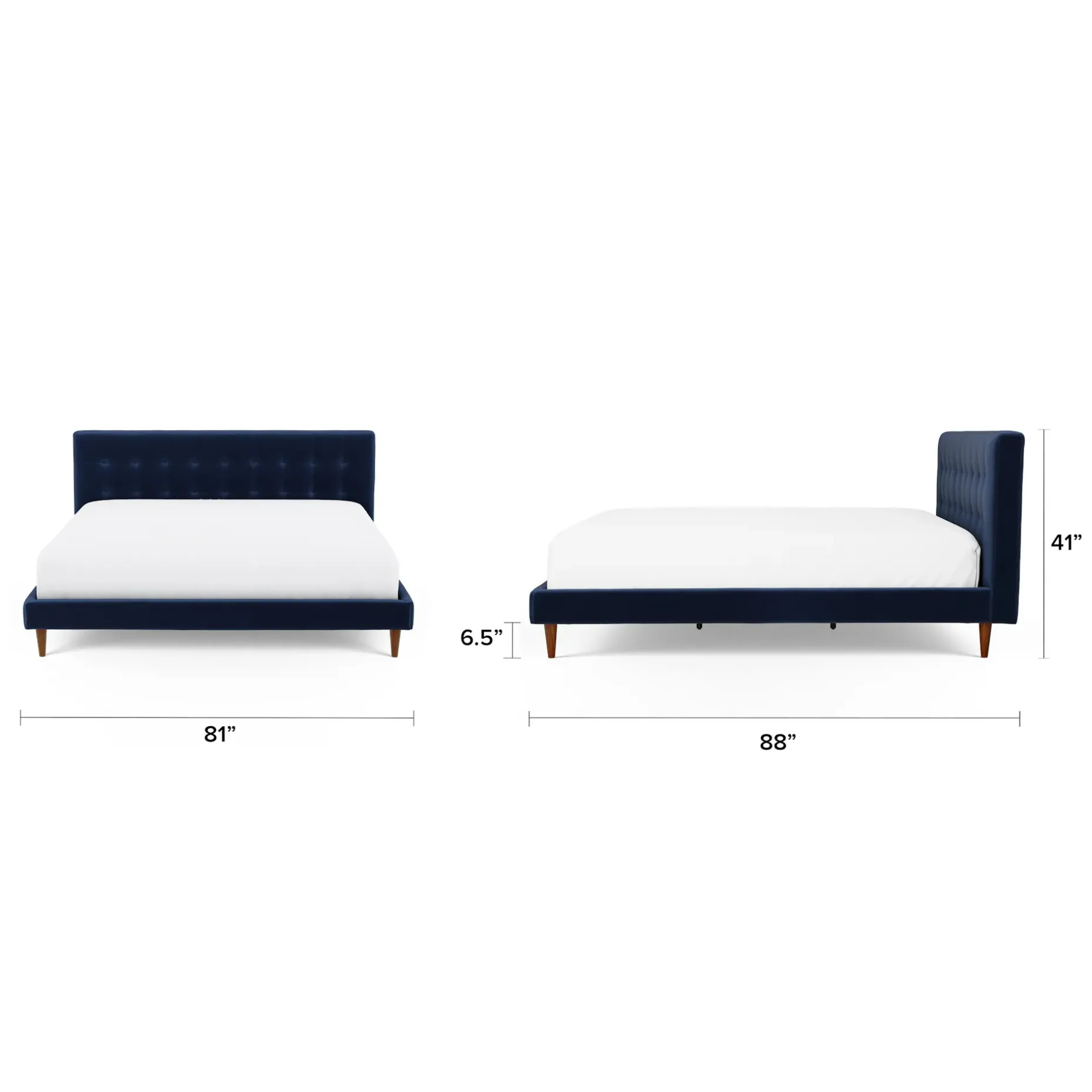 Sven King Tufted Velvet Bed - Plush Cascadia Blue