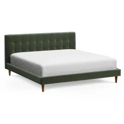 Sven King Tufted Velvet Bed - Plush Pacific Green