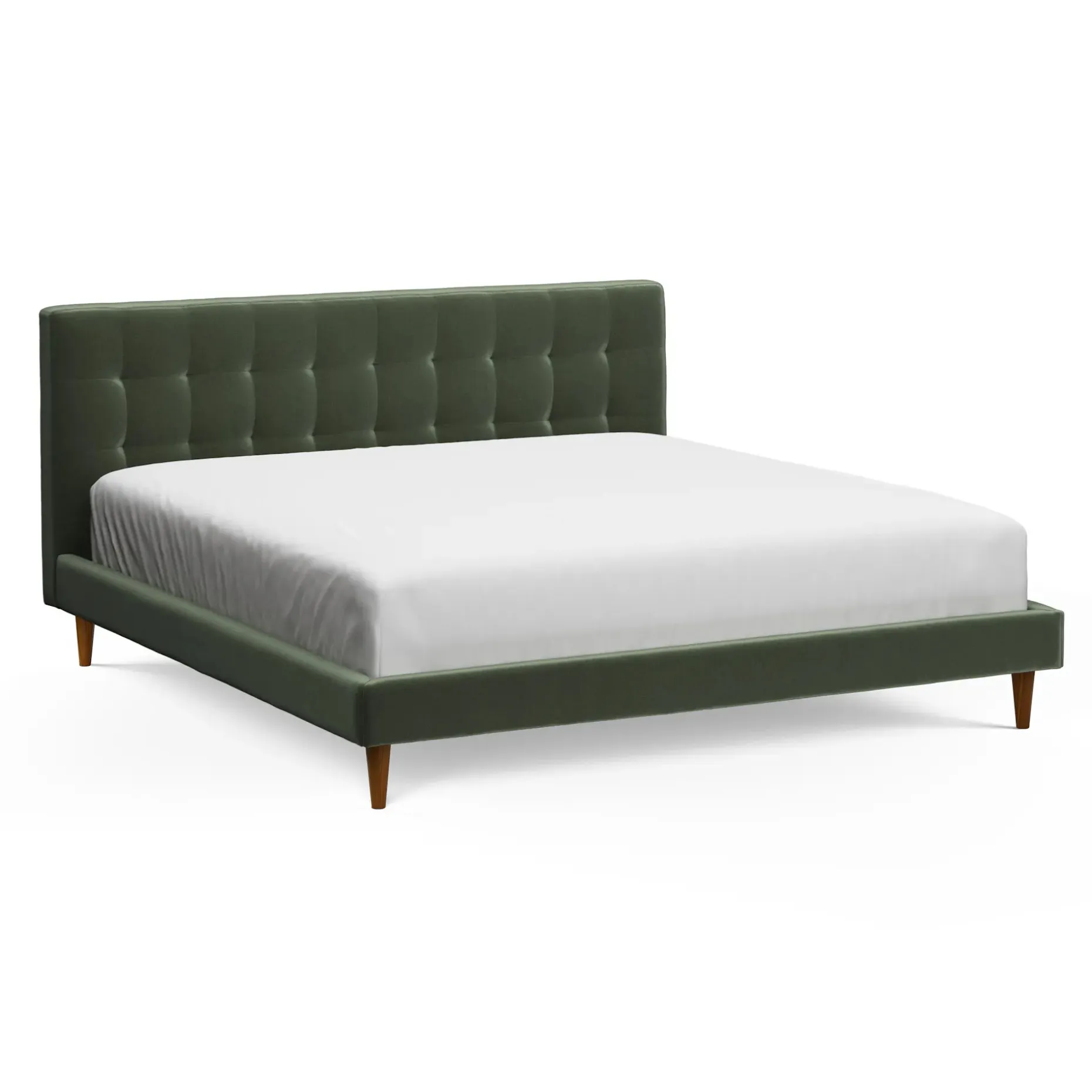 Sven King Tufted Velvet Bed - Plush Pacific Green