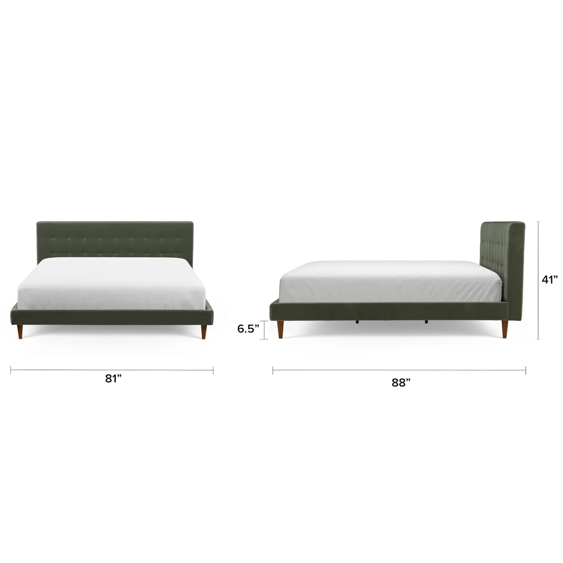 Sven King Tufted Velvet Bed - Plush Pacific Green