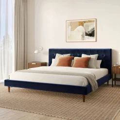 Sven King Tufted Velvet Bed - Plush Pacific Green