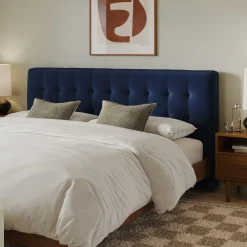 Sven King Tufted Velvet Headboard - Plush Cascadia Blue