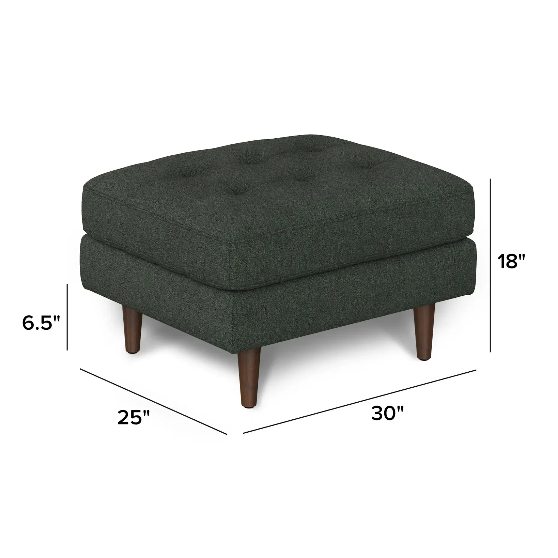 Sven 30" Ottoman - Green Wool Bouclé