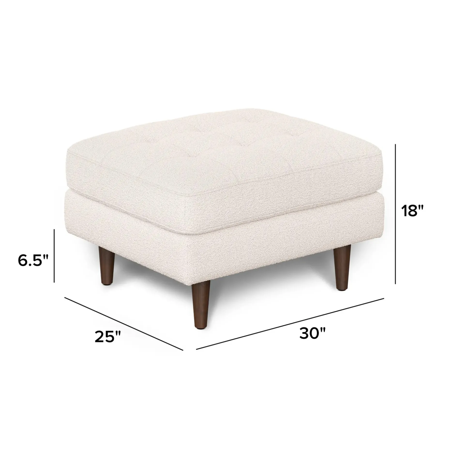Sven 30" Ottoman - Ivory Wool Bouclé