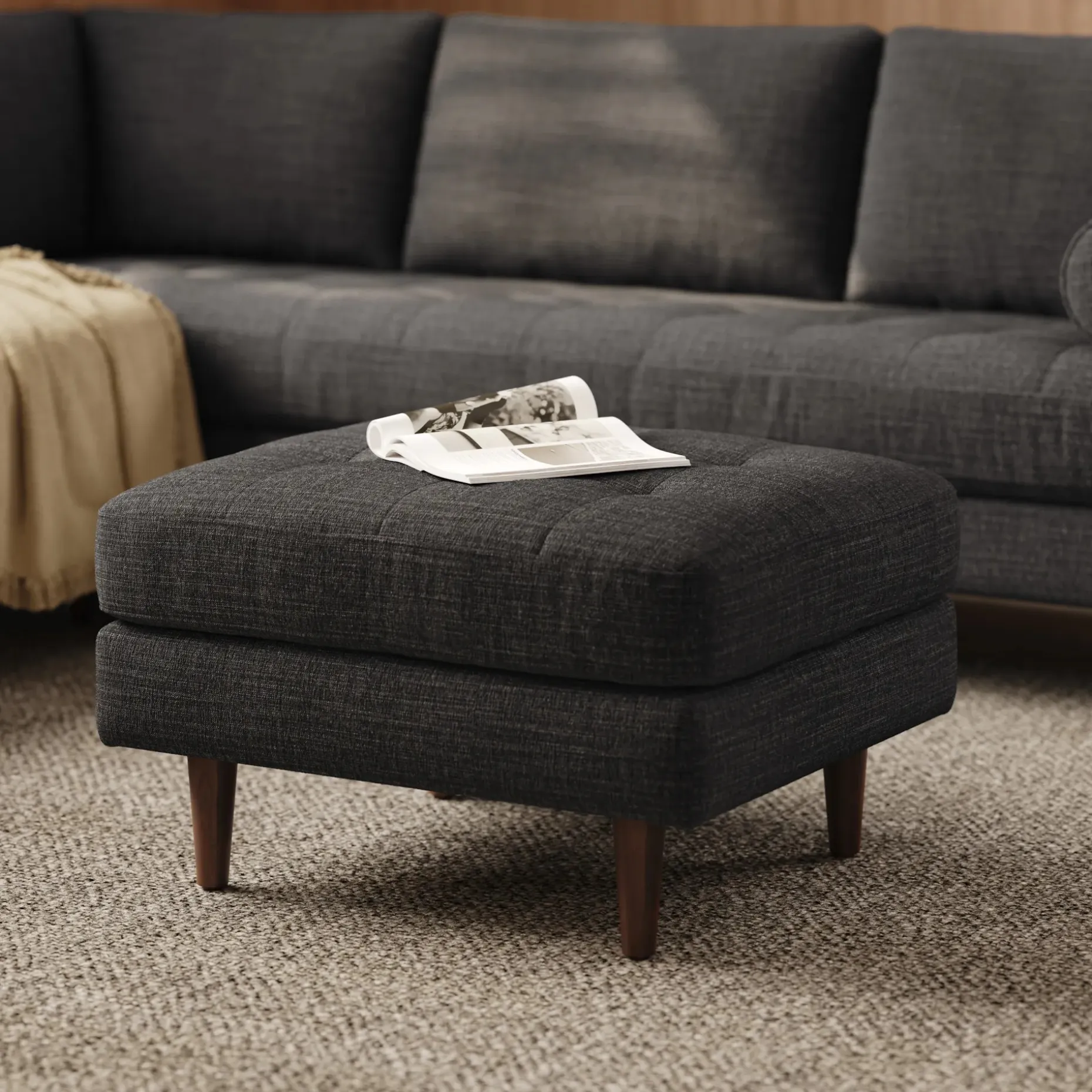 Sven 30" Ottoman - Napa Charcoal