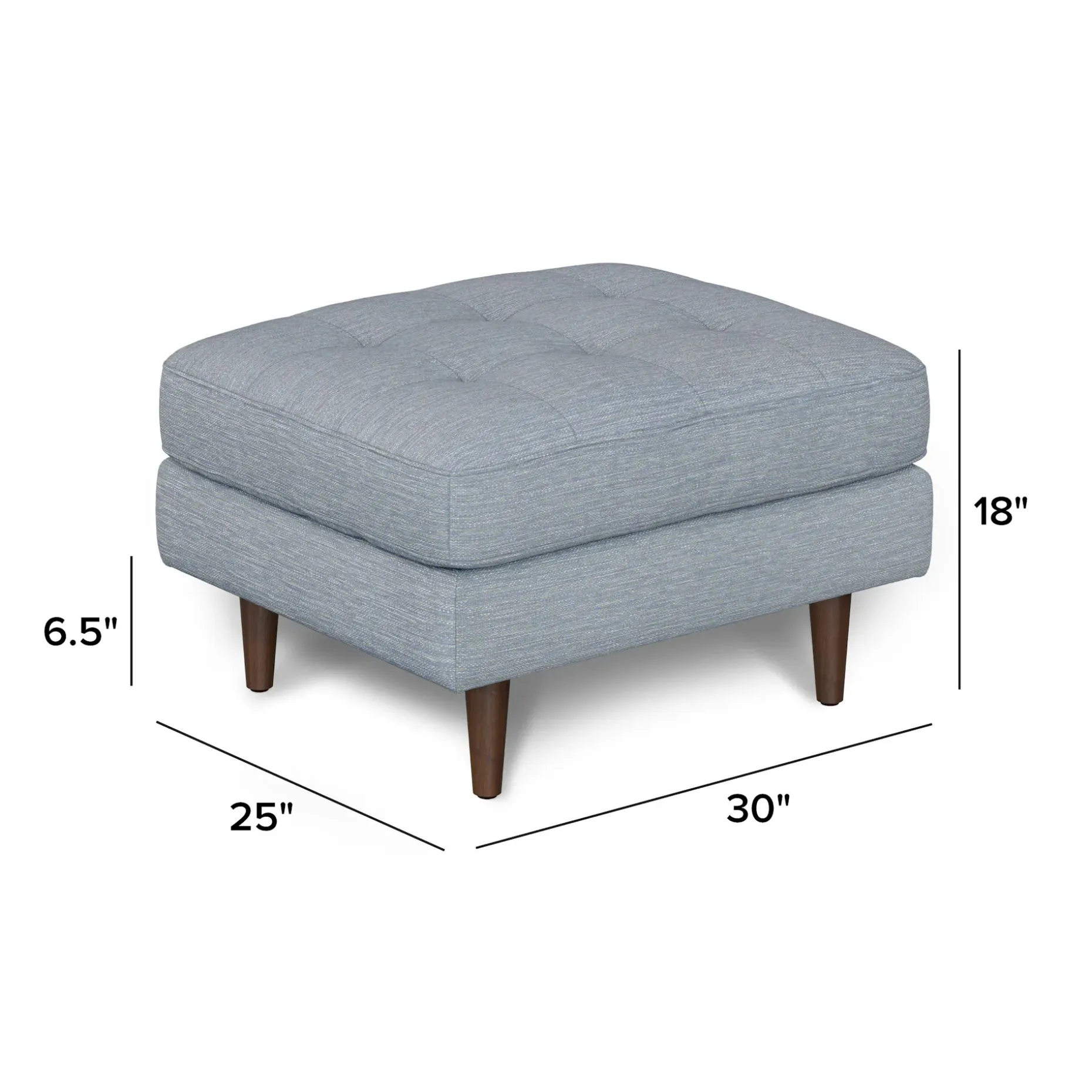 Sven 30" Ottoman - Silver Light Blue