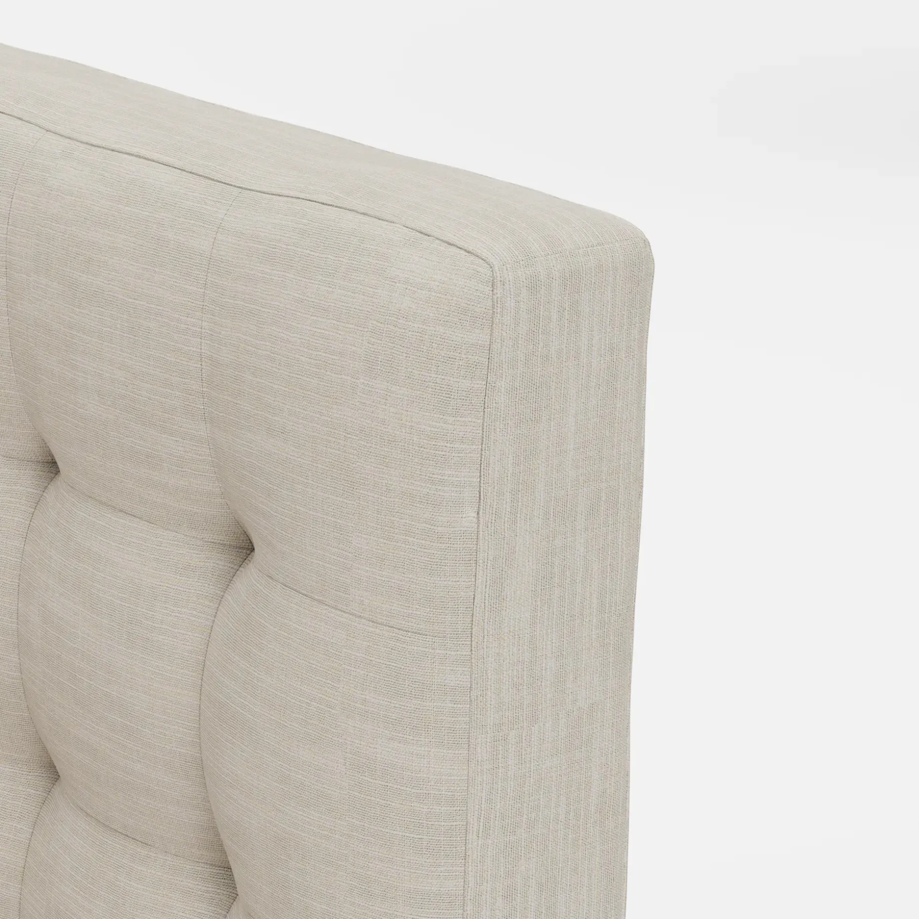 Sven Queen Tufted Bed - Biscuit Cream
