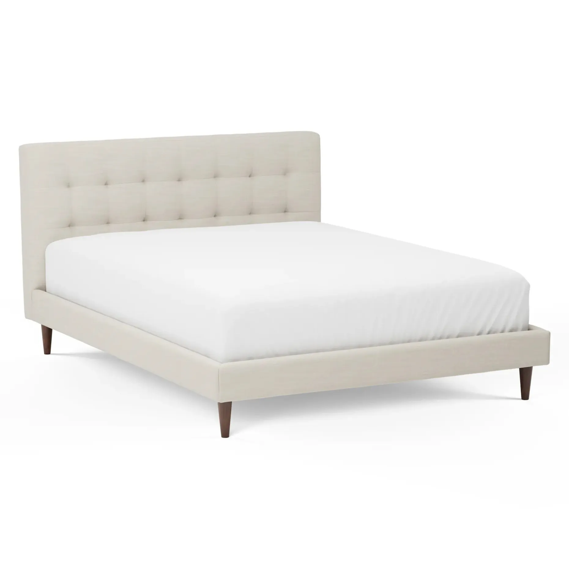Sven Queen Tufted Bed - Biscuit Cream