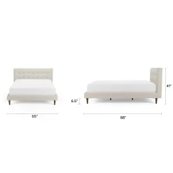 Sven Queen Tufted Bed - Biscuit Cream