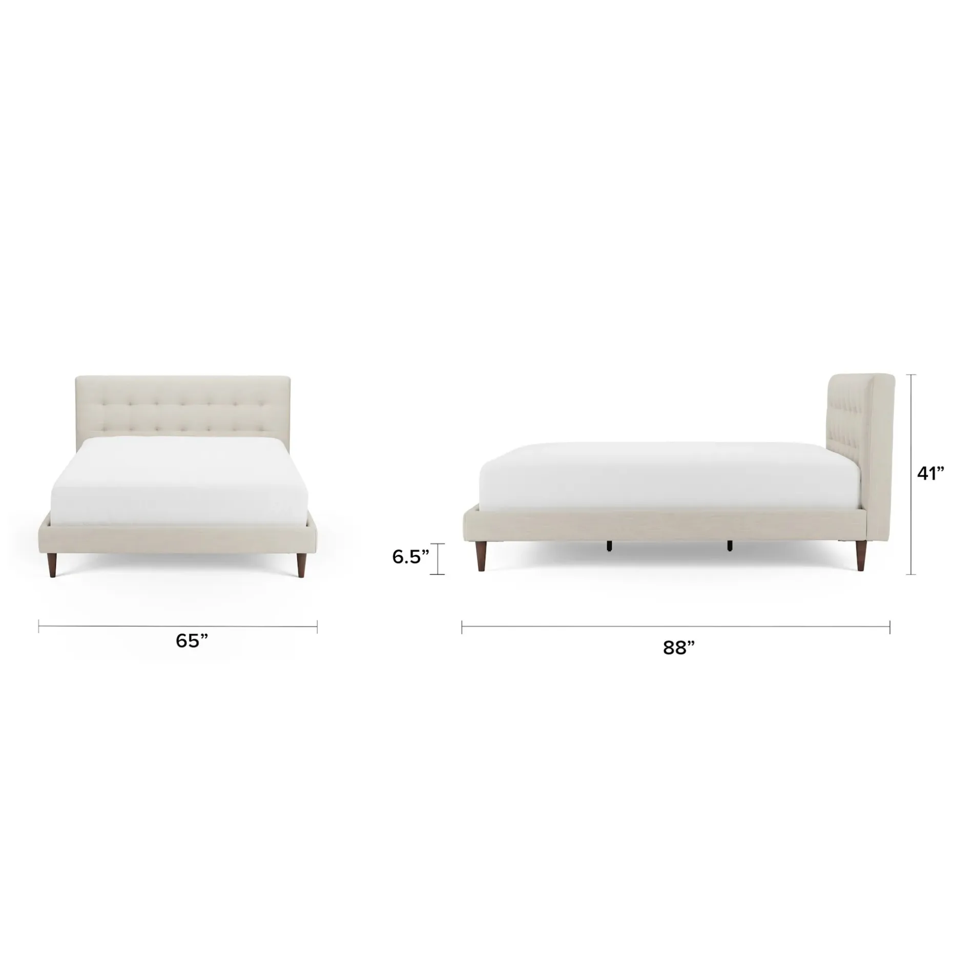 Sven Queen Tufted Bed - Biscuit Cream