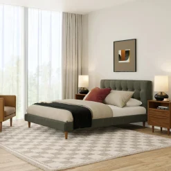 Sven Queen Tufted Bed - Fir Green
