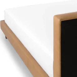 Sven Queen Tufted Leather Bed - Charme Tan