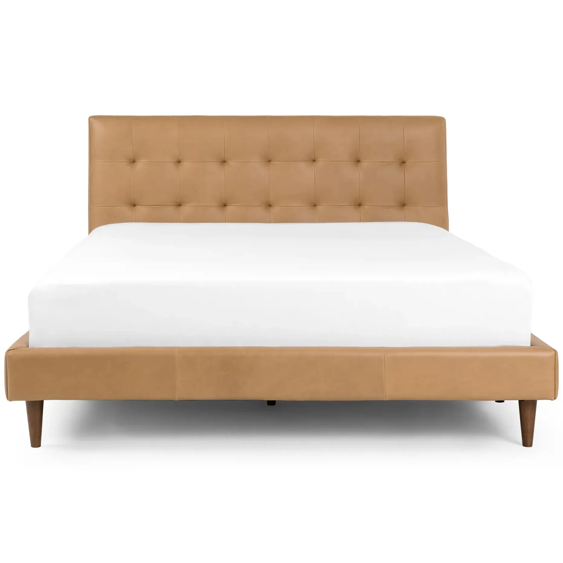 Sven Queen Tufted Leather Bed - Charme Tan