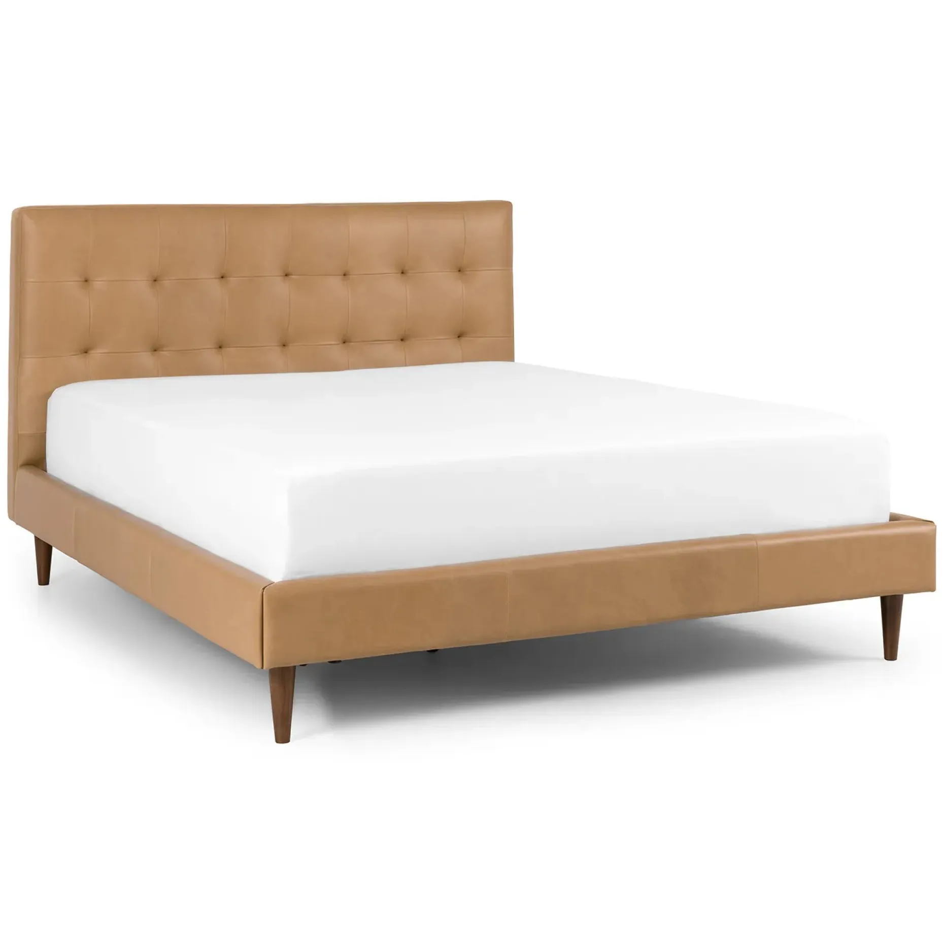 Sven Queen Tufted Leather Bed - Charme Tan