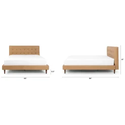 Sven Queen Tufted Leather Bed - Charme Tan