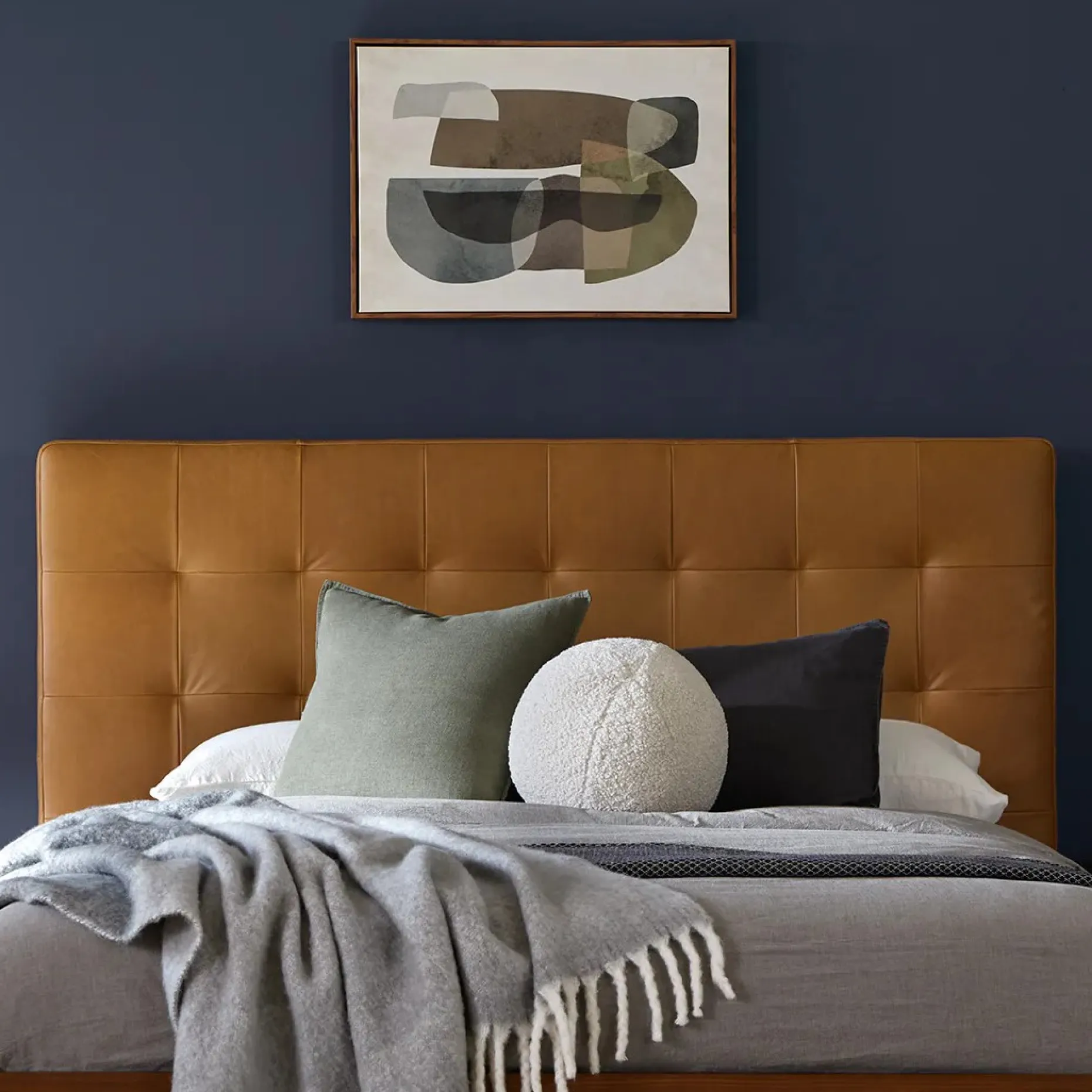 Sven Queen Tufted Leather Headboard - Charme Tan
