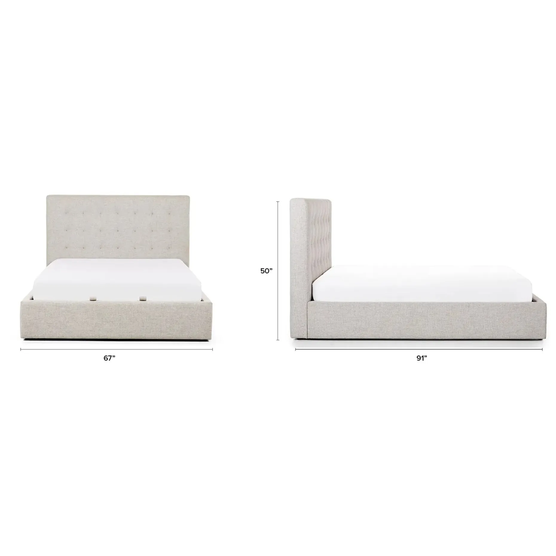 Sven Queen Tufted Storage Bed - Birch Ivory