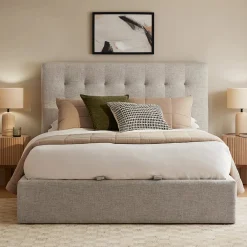 Sven Queen Tufted Storage Bed - Birch Ivory