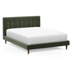 Sven Queen Tufted Velvet Bed - Plush Pacific Green