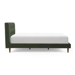 Sven Queen Tufted Velvet Bed - Plush Pacific Green