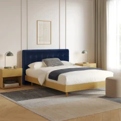 Sven Queen Tufted Velvet Headboard - Plush Cascadia Blue