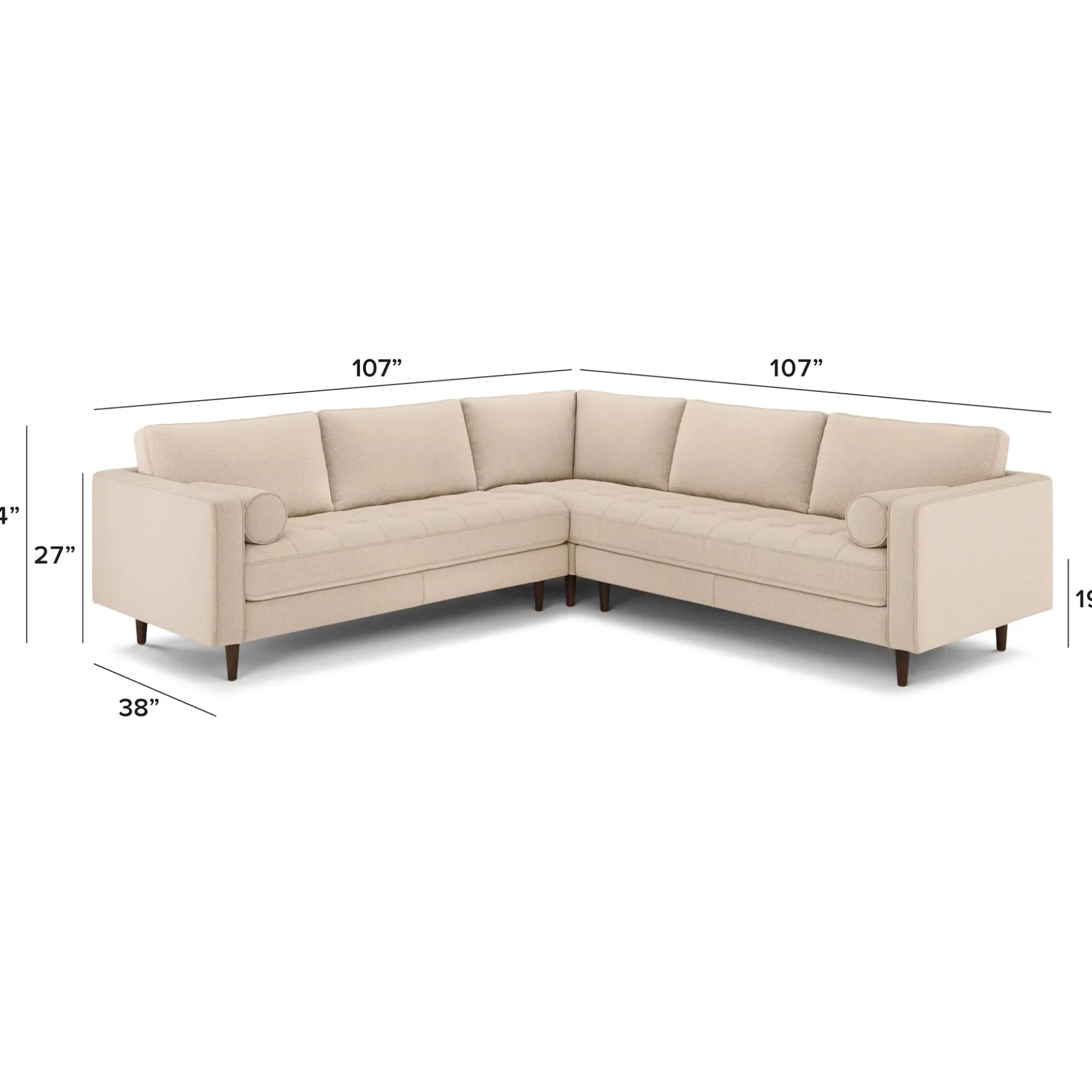 Sven 107" Tufted Corner Sectional - Ratine Buff