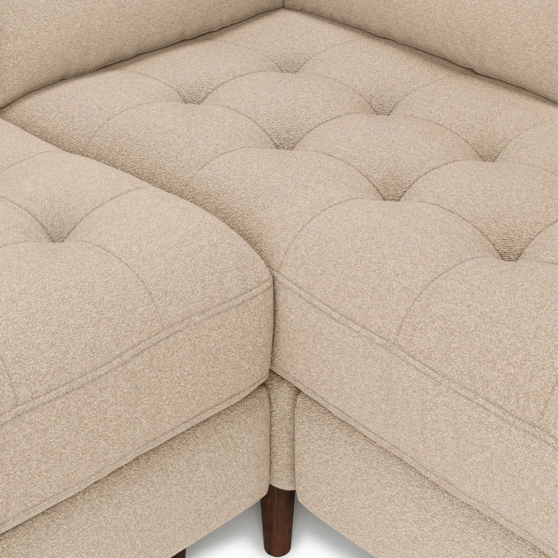 Sven 107" Tufted Corner Sectional - Ratine Buff