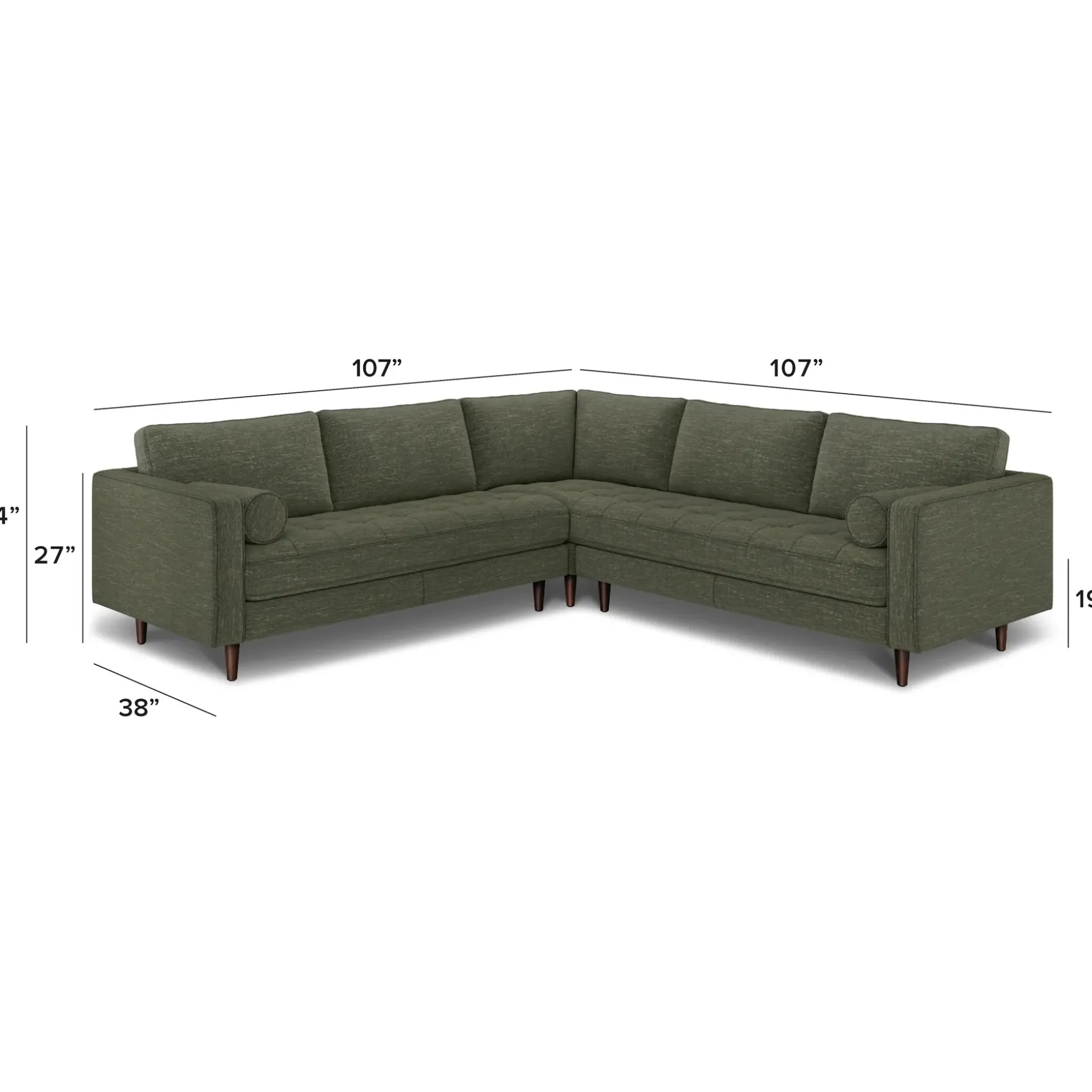Sven 107" Tufted Corner Sectional - Fir Green