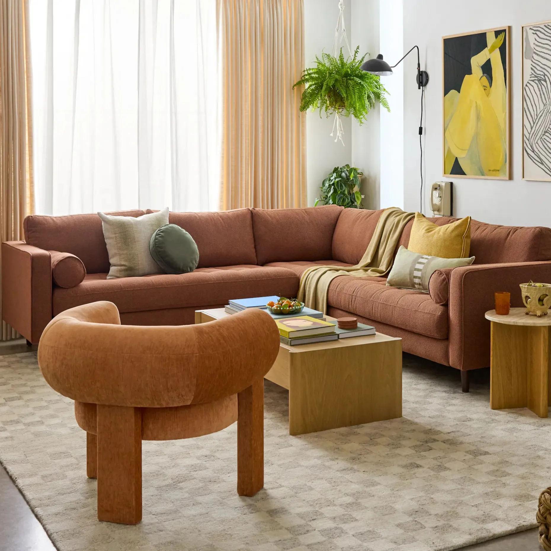 Sven 107" Tufted Corner Sectional - Ratine Oxide