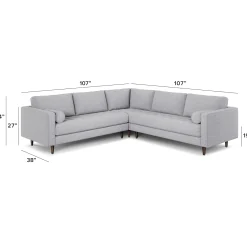 Sven 107" Tufted Corner Sectional - Stone Gray