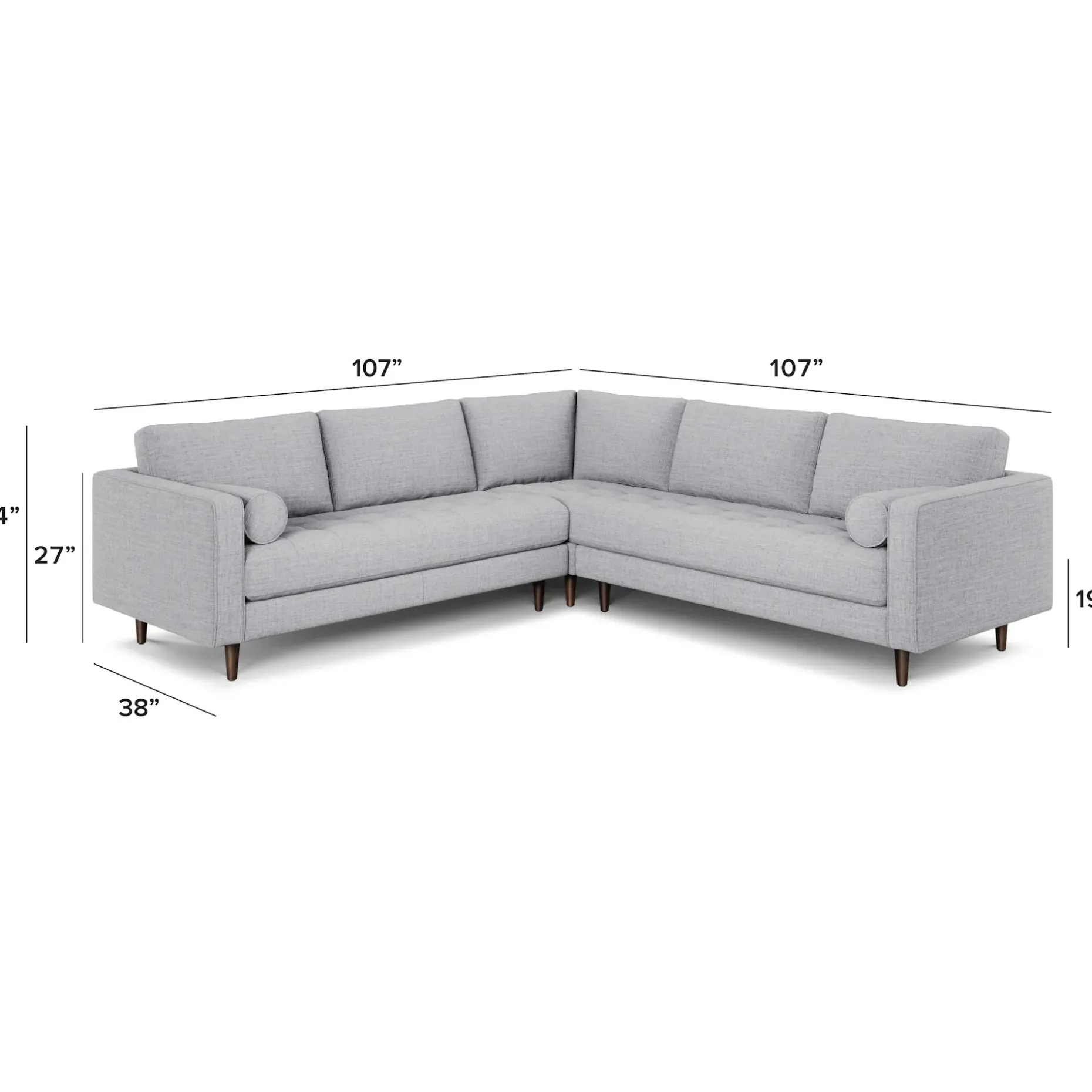 Sven 107" Tufted Corner Sectional - Stone Gray