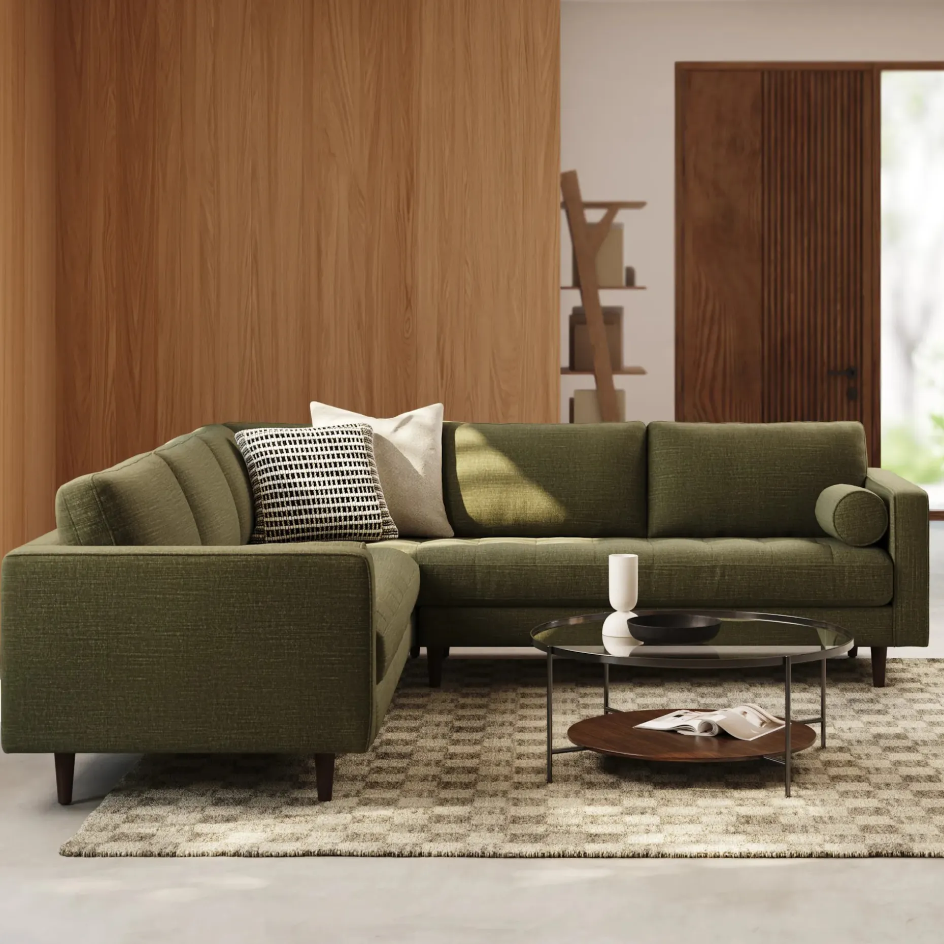 Sven 107" Tufted Corner Sectional - Napa Moss