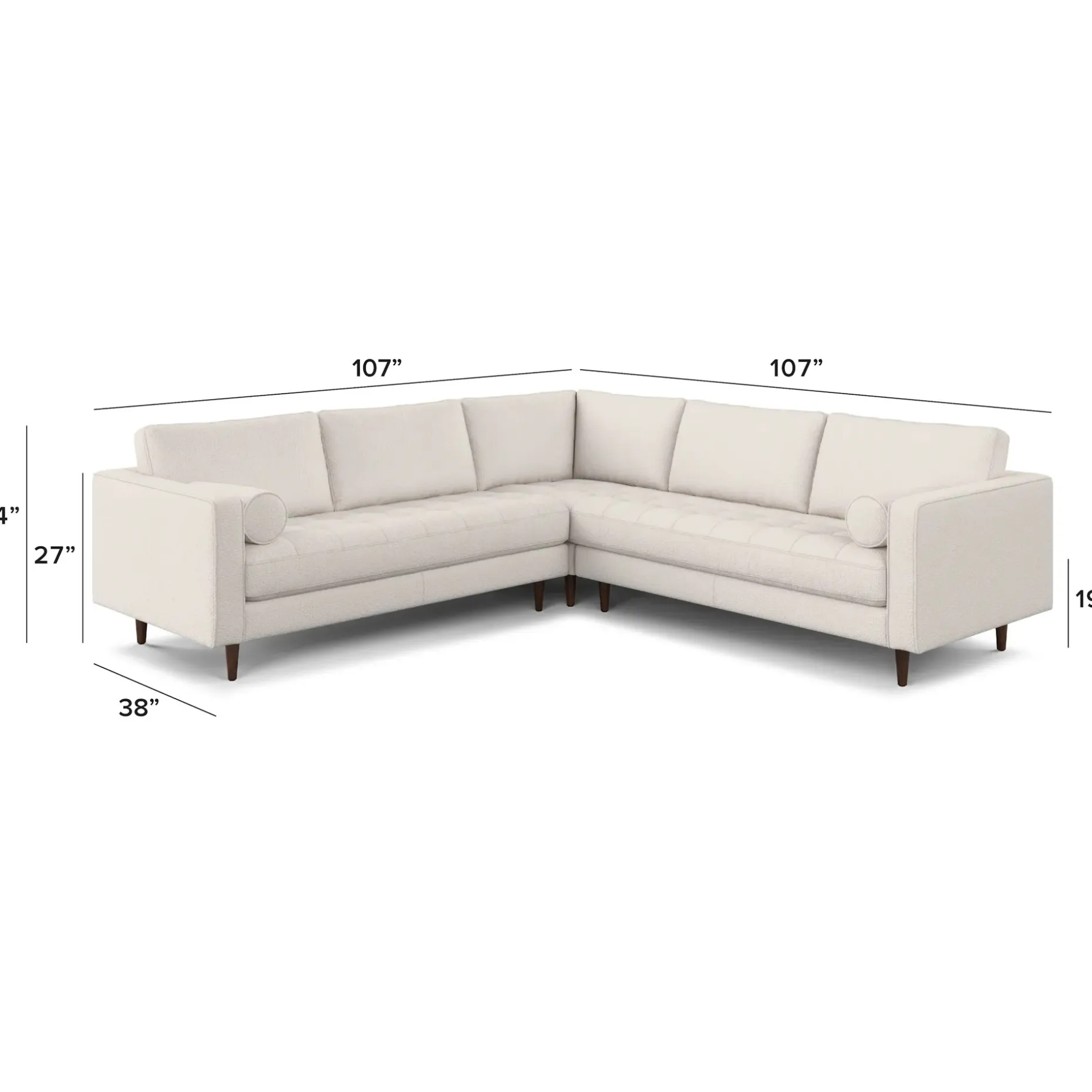 Sven 107" Tufted Corner Sectional - Ivory Wool Bouclé