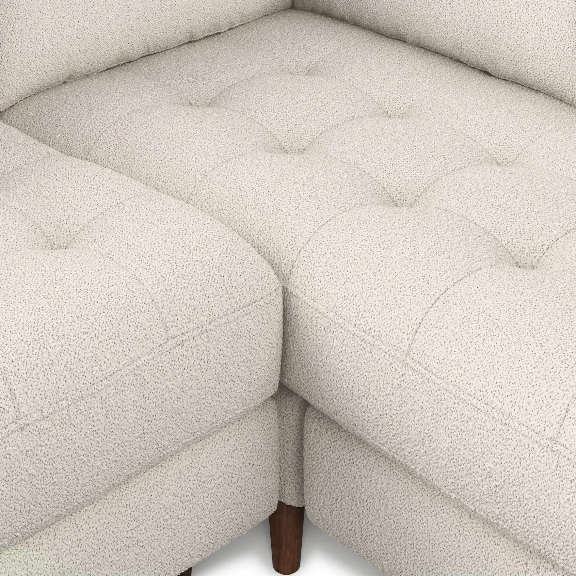 Sven 107" Tufted Corner Sectional - Ivory Wool Bouclé