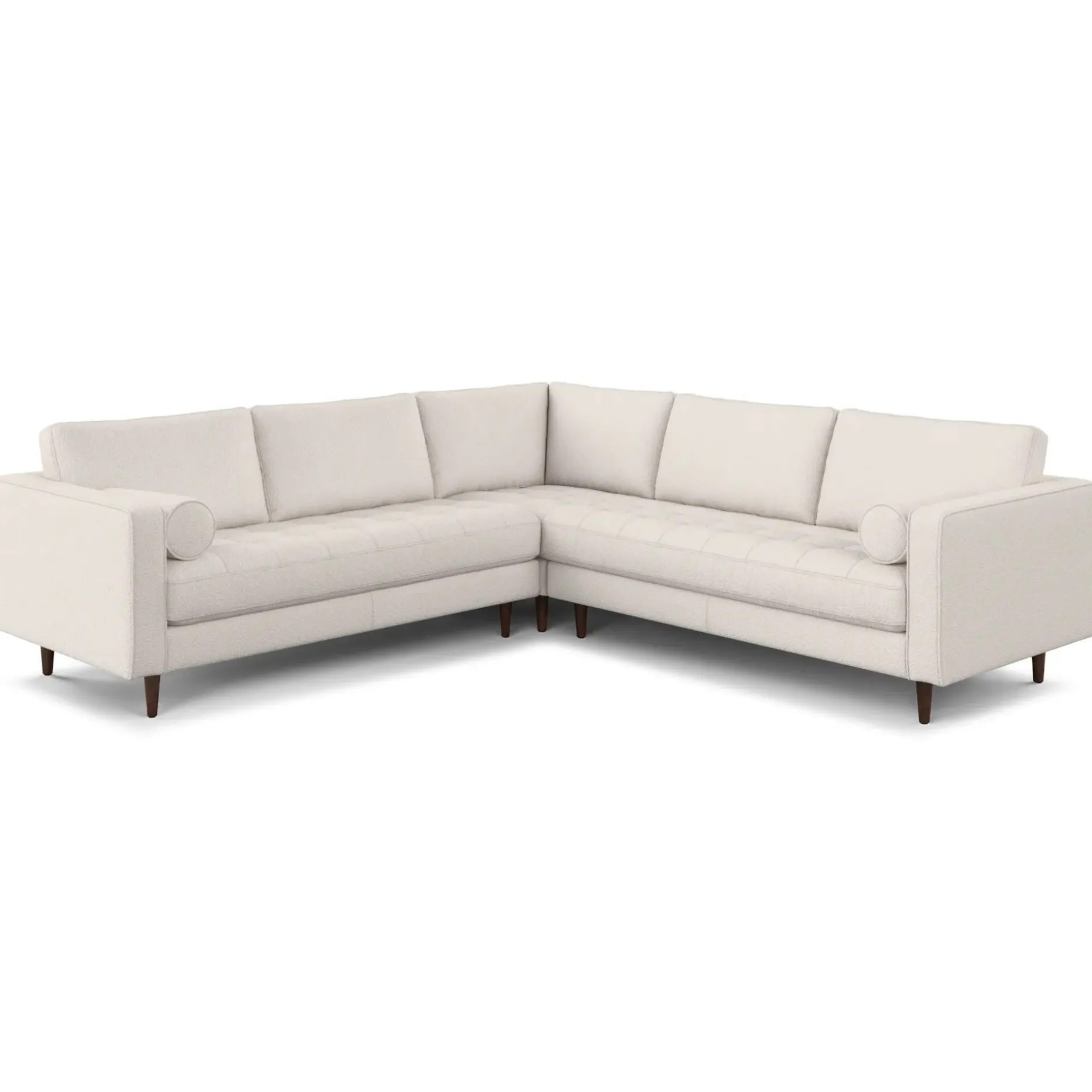 Sven 107" Tufted Corner Sectional - Ivory Wool Bouclé