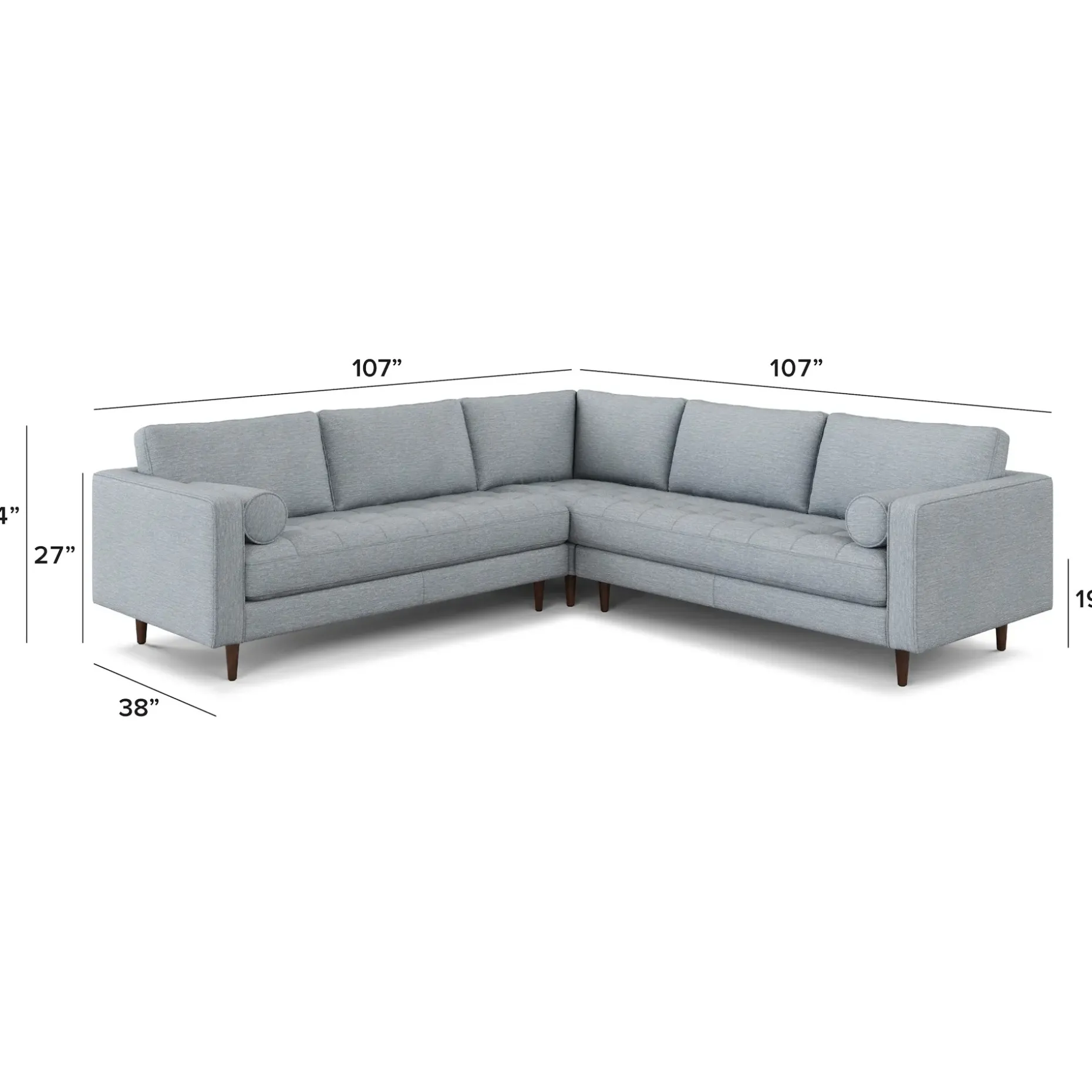 Sven 107" Tufted Corner Sectional - Silver Light Blue