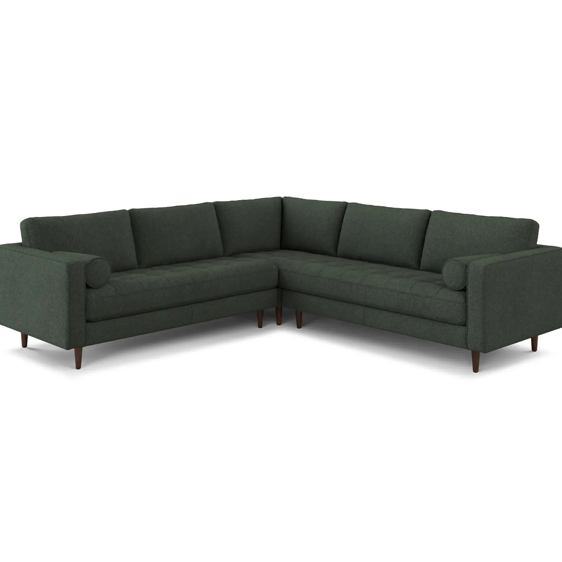 Sven 107" Tufted Corner Sectional - Green Wool Bouclé