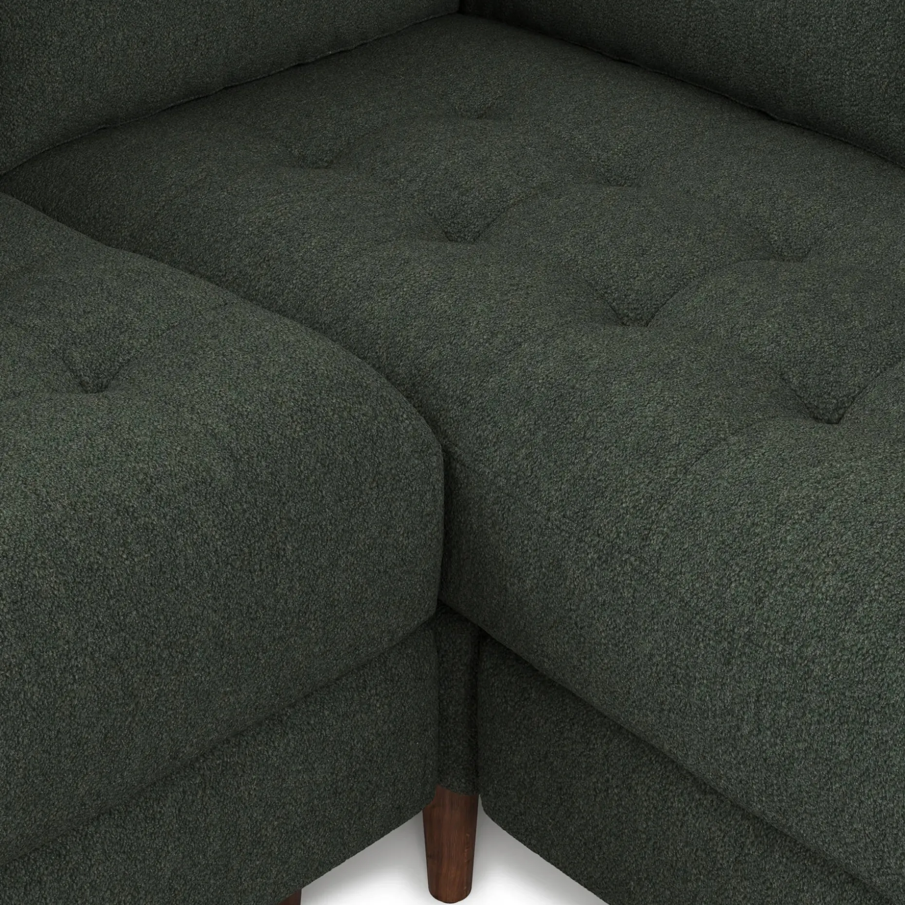 Sven 107" Tufted Corner Sectional - Green Wool Bouclé