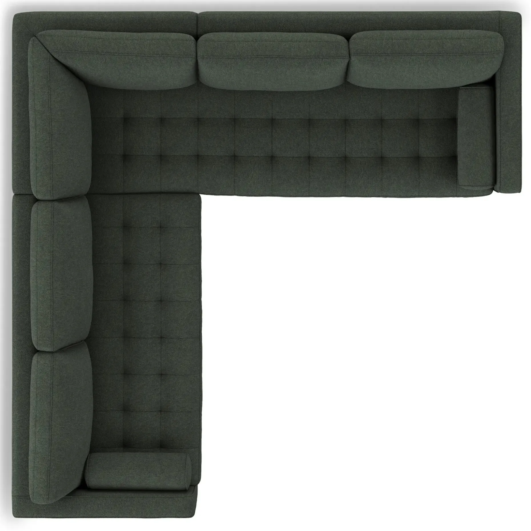 Sven 107" Tufted Corner Sectional - Green Wool Bouclé