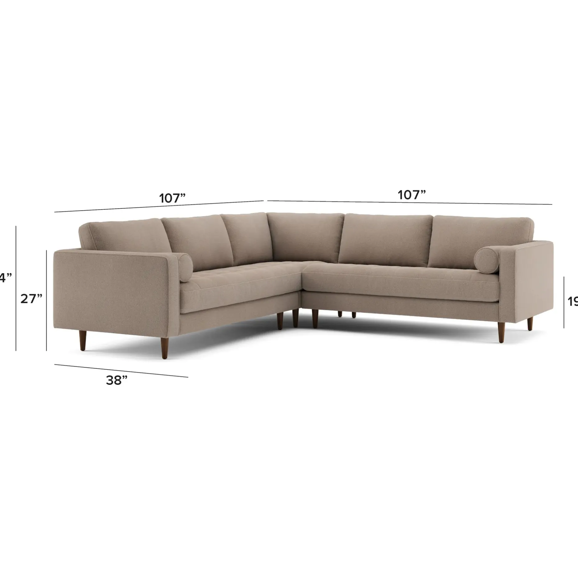 Sven 107" Tufted Corner Sectional - Sandstone Wool Bouclé