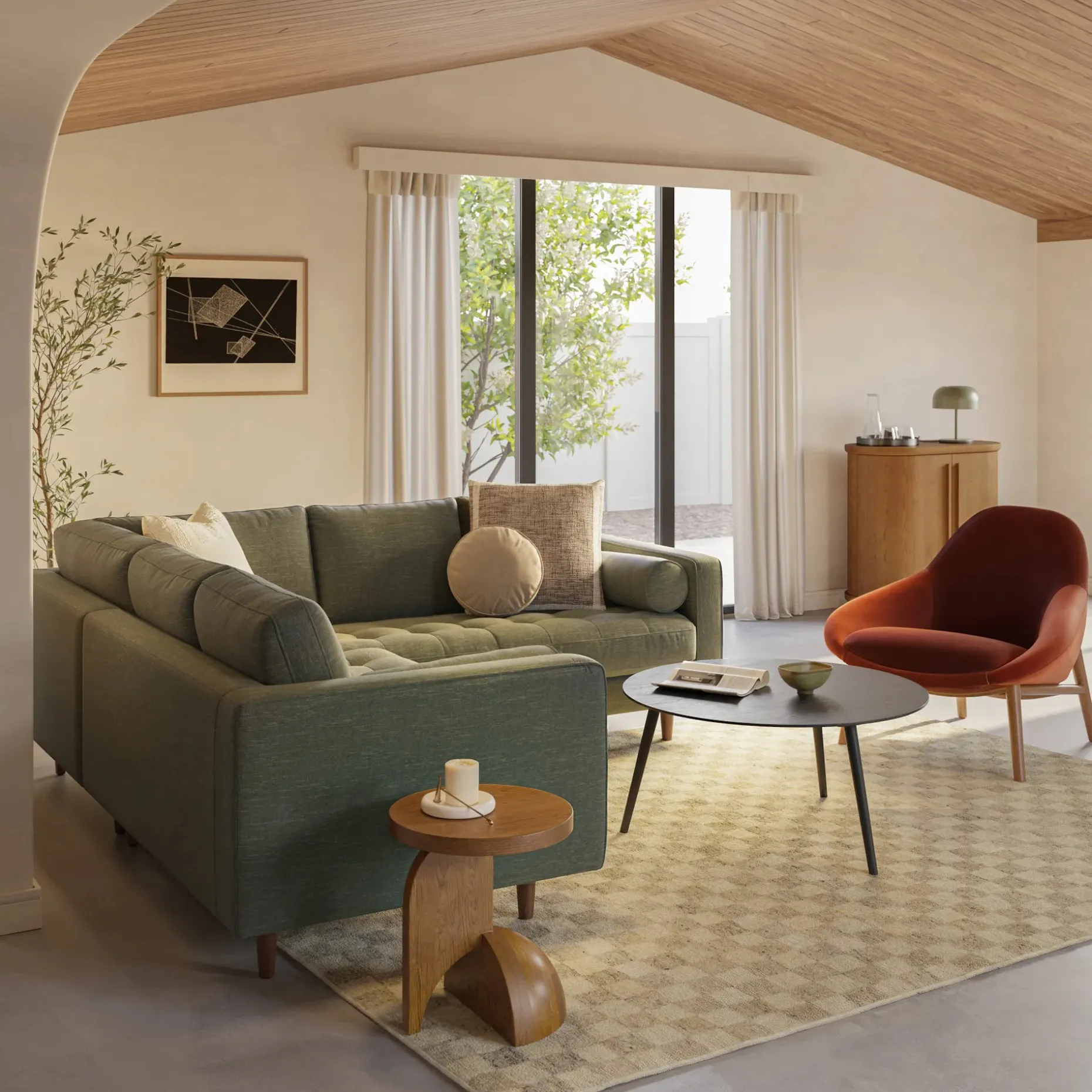 Sven 91" Tufted Corner Sectional - Fir Green