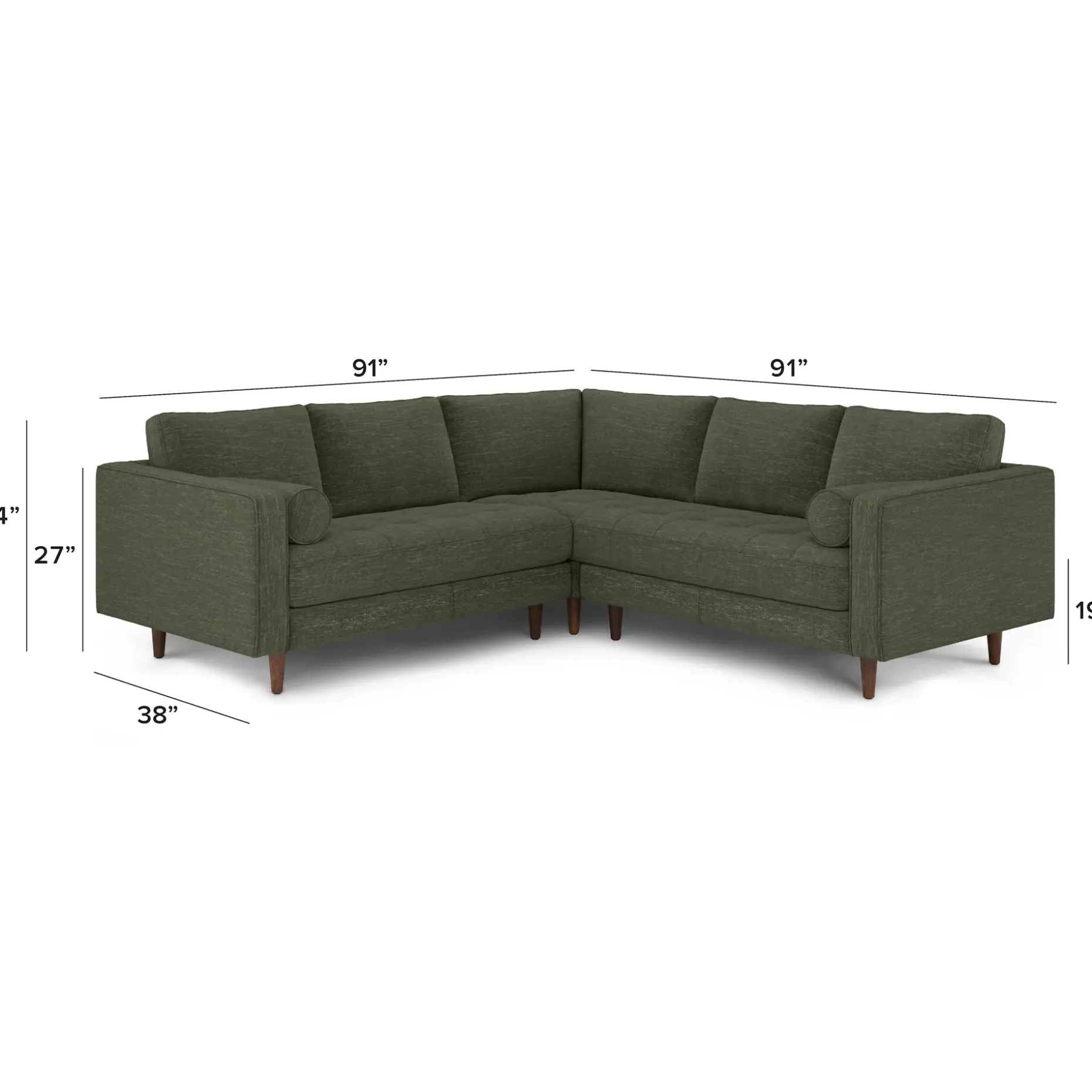 Sven 91" Tufted Corner Sectional - Fir Green