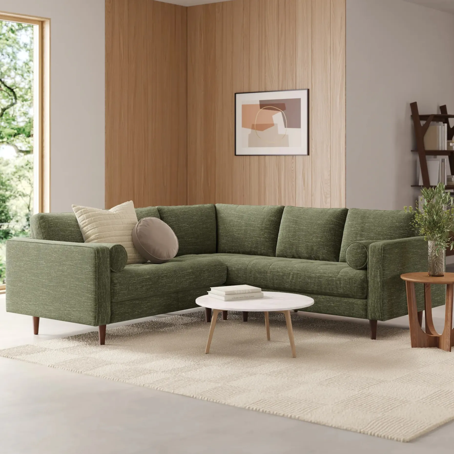 Sven 91" Tufted Corner Sectional - Fir Green
