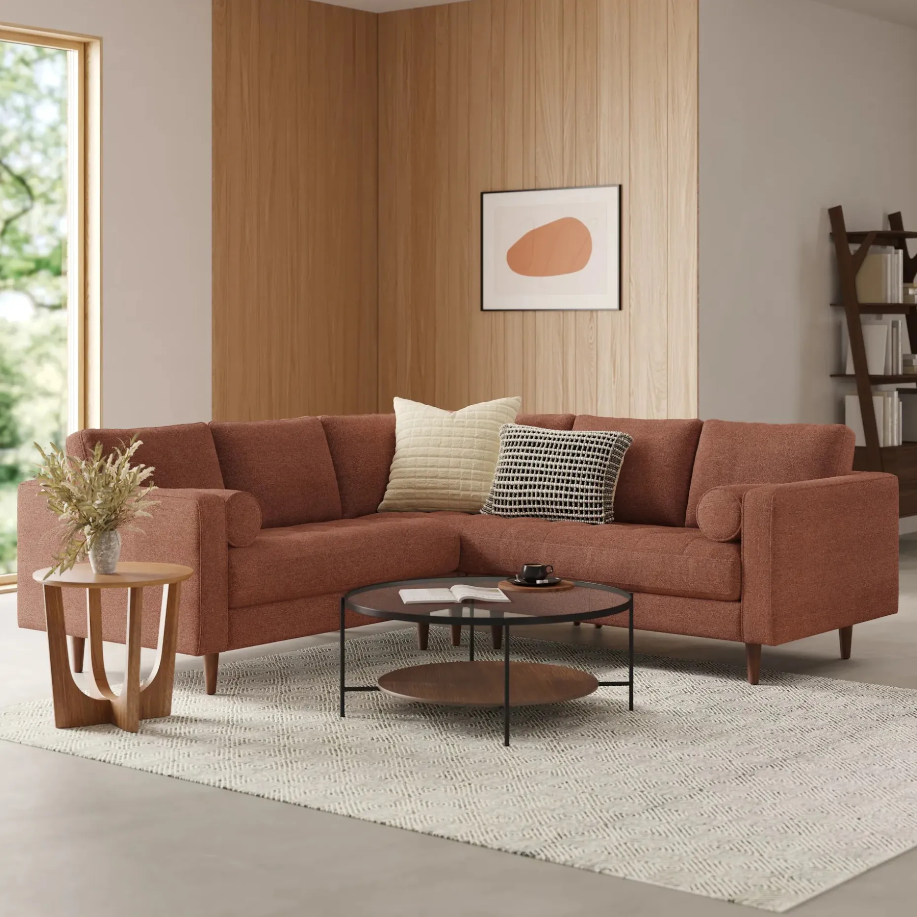 Sven 91" Tufted Corner Sectional - Ratine Oxide